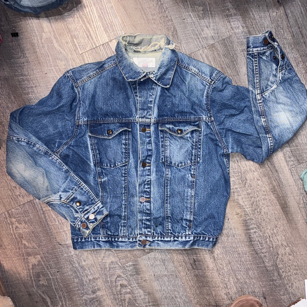 Vintage Sound Barrier Distressed Denim Jean Jacket - size large